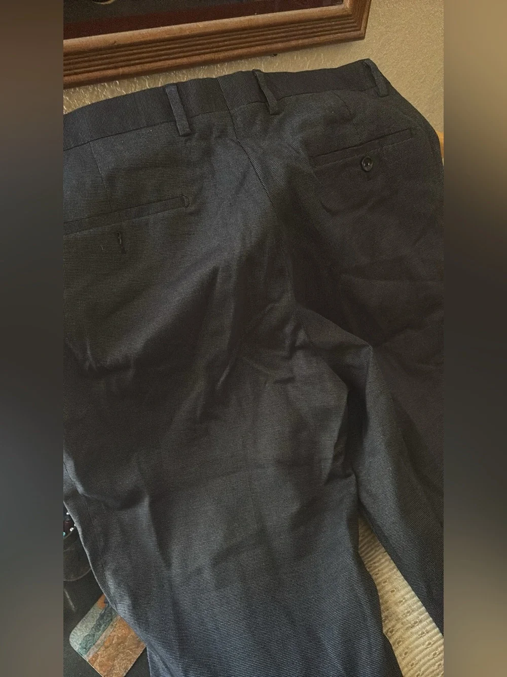 Men's Navy Dress Trousers - Classic Formal Pants pit to put 18.5 inches